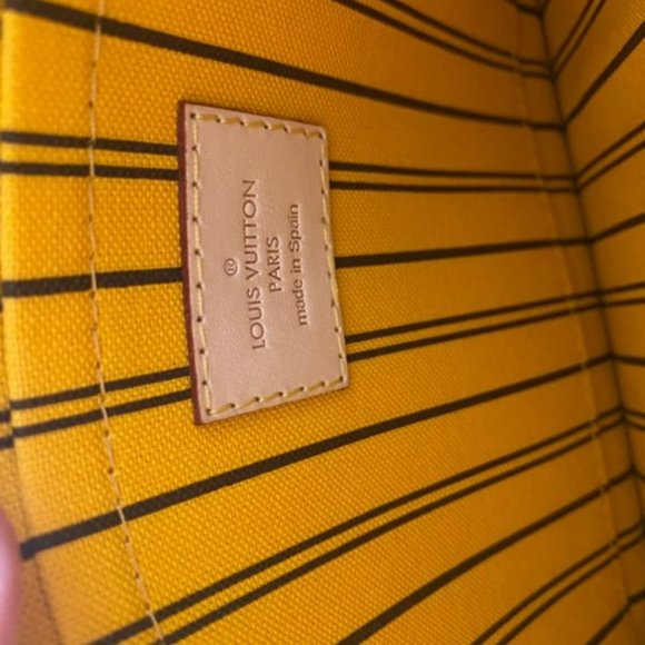 Auth Louis Vuitton YELLOW NEON Neverfull GM wristlet - Picture 2 of 8